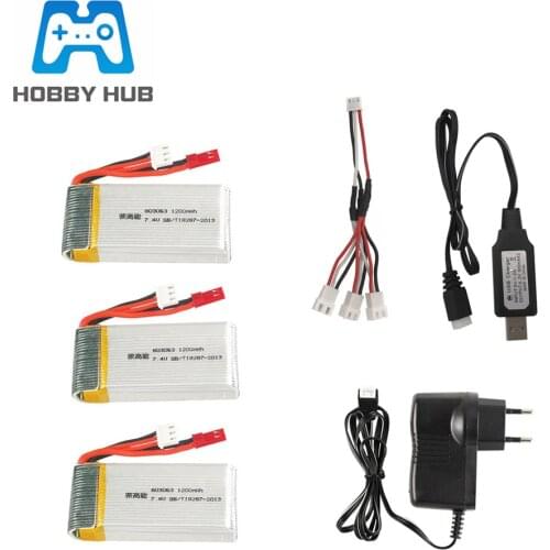 7.4V 1200mAh 803063 30C Lipo battery For Yi zhang X6 H16 MJX X101 X102 RC Drone Spare Parts Accessories li-po battery+ charger