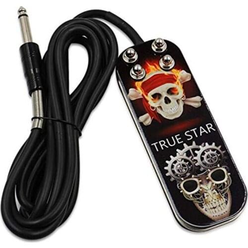 Stainless Steel Tattoo Foot Pedal Switch Thickened Steel Skeleton Appearance Foot Switch with 2m Fireproof Silicone Wire