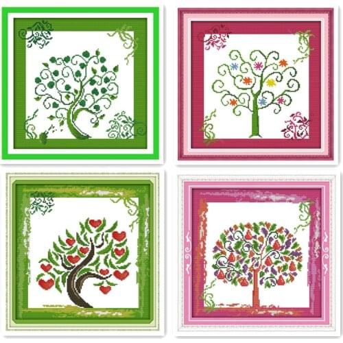 Simple modern life tree novice good embroidery handmade cross stitch kit, DIY furniture decoration sewing embroidery