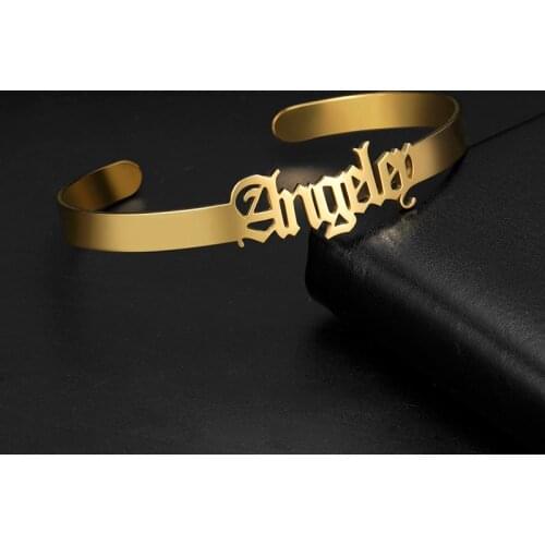 Sipuris Personalized Letter Name Bracelet Custom Bracelet for Women Jewelry Stainless Steel Cuff Bangle Customized