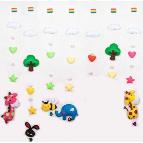 Creative Hand Made Fabric Diy Material Package Free Cut Non woven Fabric Zoo Curtain Green Forest Needle Key Ring Cotton Rope