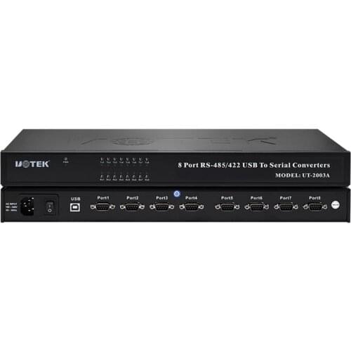 UT-2003A USB to RS-485/422 8 Ports Converter with Isolation(USB V2.0) 600W lightning surge15KV ESD protection each line 1U