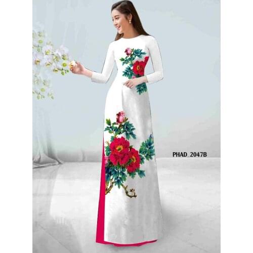 Vietnam traditional Chinese dress skirt the MIDI hand-painted peony 1 d two-piece retro cultivate morality