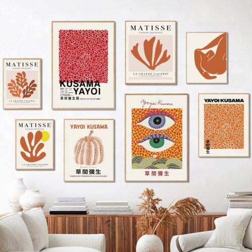 Yayoi Kusama Polka Dot Pumpkin Matisse Wall Art Canvas Painting Nordic Posters And Prints Wall Pictures For Living Room Decor