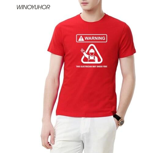 Warning Electrician At Work Men Funny T Shirt Mens Novelty Birthday Gift For Dad Husband Cotton Short Sleeve Tee Shirt Camisetas
