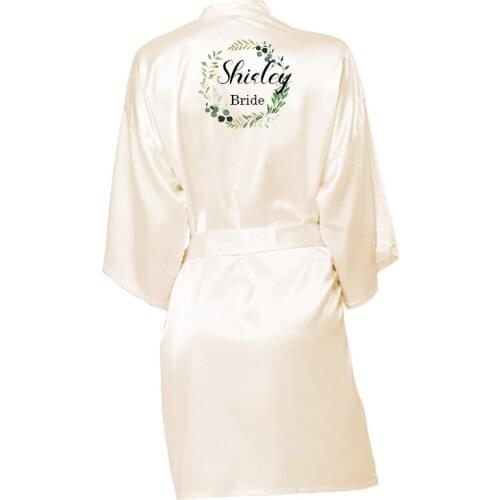 Flower Print Autumn Nightgown Bath Gown Sleepwear Bride Bridesmaid Robe Womens Wedding Kimono Pajamas