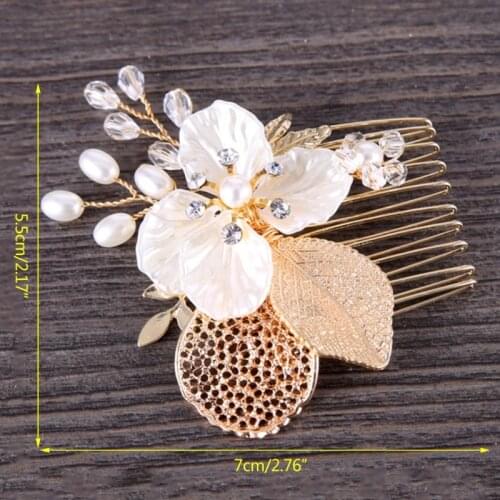Bride Comb Wedding Leaf Flower Bridal Hairpins Floral Women Jewelry Accessories J60E