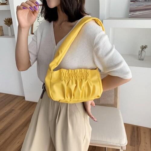 Women Small Evening Clutch Pleated Solid Shoulder Handbag Daily Elegant Totes Youth Ladies Simple Versatile Bag
