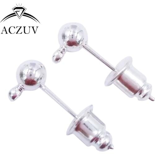 1000pcs Silver Plated 3mm 4mm 5mm 6mm Ball Earring Post Pin with Bullet Earring Backs Jewelry Findings PEP013