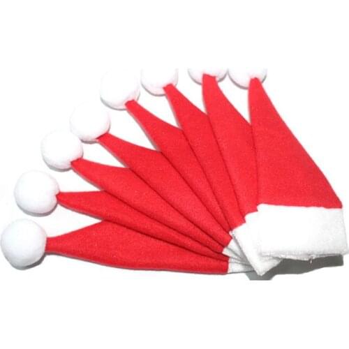 12pcs Cutlery Holder Santa Clause hat shape Christmas Cutlery Holder Pocket Christmas Knifeware Tableware Hotel Party Bar Decor