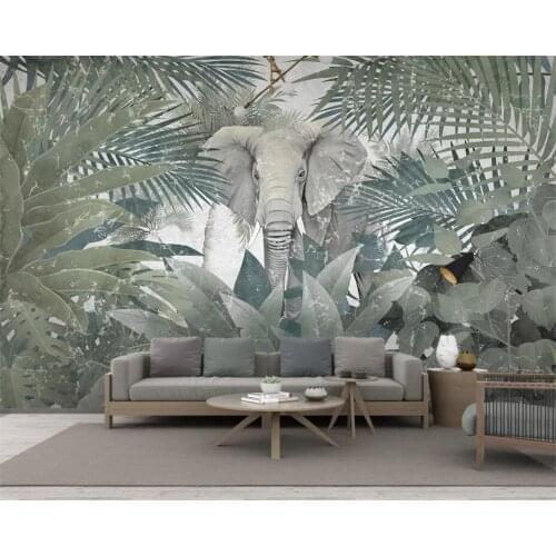 Beibehang Custom 3d wallpaper mural modern HD Tropical plant animal elephant children room background wall wallpaper for walls