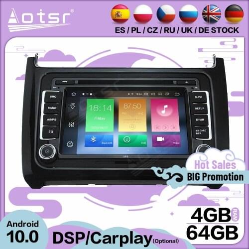 4+64GB Carplay Multimedia Stereo Android 10 Player For VW Volkswagen Polo 2015 2016 2017 GPS BT Audio Radio Receiver Head Unit