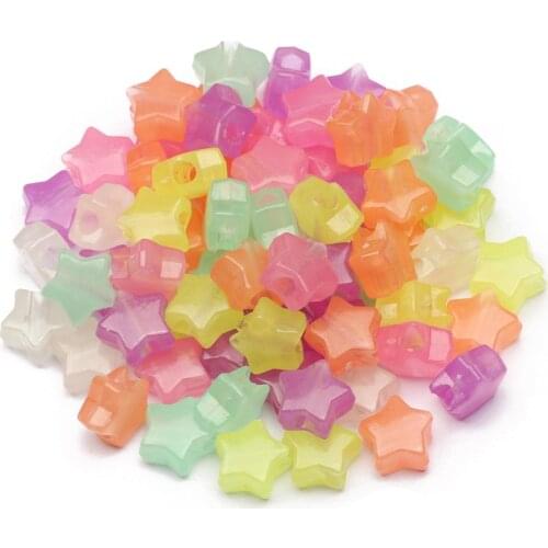 50/100pcs 12mm Mixed Luminous Star Acrylic Beads Loose Spacer Beads For Jewelry Making Handmade Diy Charm Bracelet Necklace