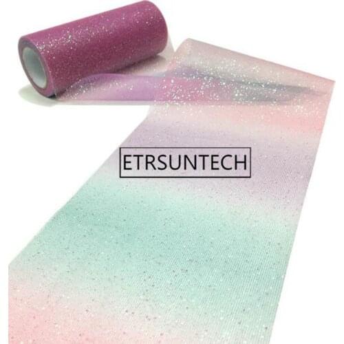 50pcs Rainbow Glitter Tulle Roll Sequin Crystal Organza Sheer Fabric DIY Craft Gift Tutu Skirt Home Wedding Decoration