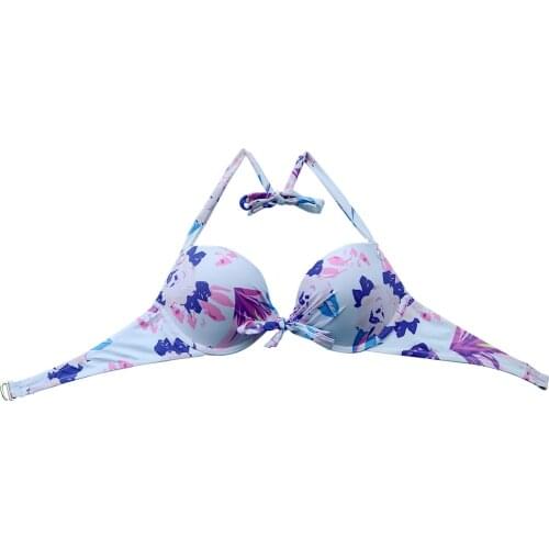 The White Printing Flowrer Bikini Underwire TOPS for Women Biquini top Swimwear Bathing suits Sexy Swimming Brazilian swimsuit