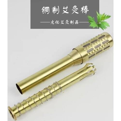Big Size Pure Copper Body Moxibustion sticks Moxa box with high quality mugwort stick+5 PCS Moxa Roller