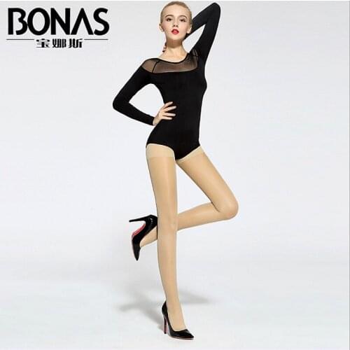 BONAS 80D Womens sexy oil Shiny add-crotch pantyhose, yarns sexy Stockings hose,Night club Fitness Leggings sexy lingerie