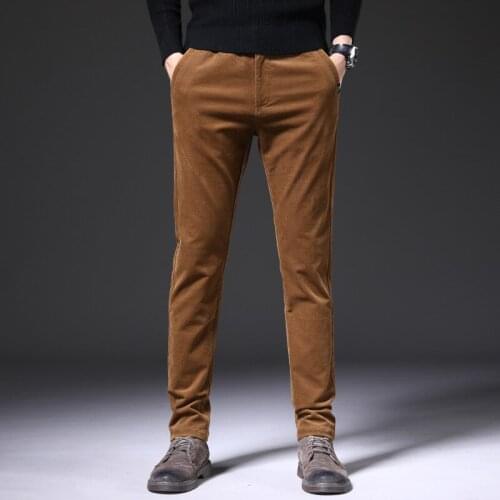 Winter Corduroy Pants Men Black Khaki Straight Thick Male Trousers Leisure Business Mens Cotton Casual Pants Long Trousers