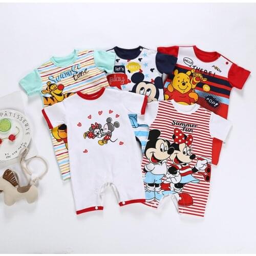 Summer Baby Romper Short Sleeve Cotton Cartoon Tiger Mickey Overalls Newborn Clothes Boy Girl Jumpsuit Infant Clothing Costumes