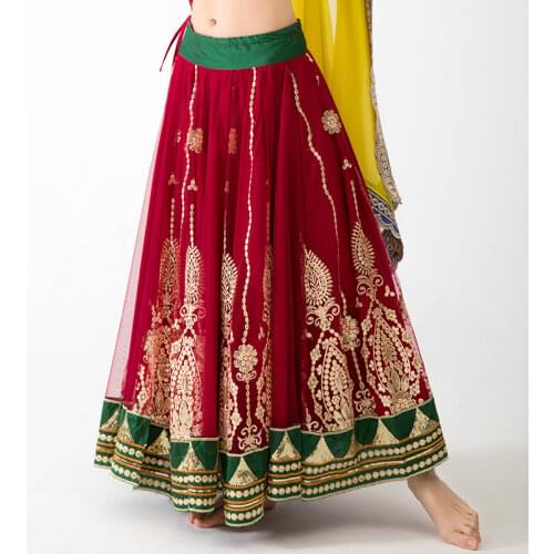 New Indian Dance Clothing Oriental Classical Dance Stage Performance Print Short Sleeve Dress Pakistan Style Long Robe DQL5825