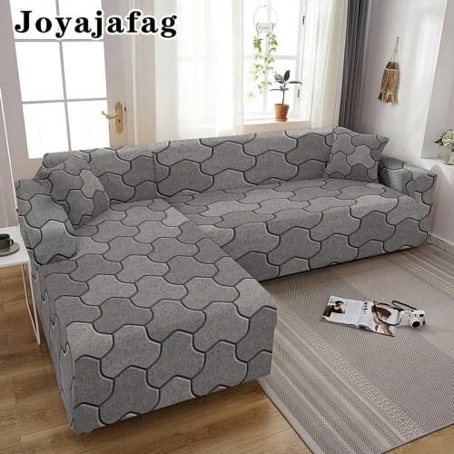 Simple Geometric L Shaped Elastic Sofa Cover Washable Stretch Combination Full-cover Non-slip Slipcover For Living Room Decor
