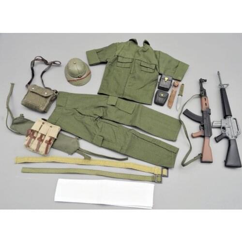 Hot Sales 1/6th Vietnam War Guerrilla Soldiers Clothing Equipment AKM16 Rifle Set For Usual 12 inch Doll Action