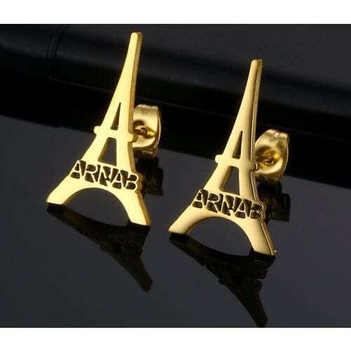 Custom Personalized Name Earrings Gold Nameplate Jewelry Customized Stainless Steel Charm Stud Earring for Women Girl Party Gift