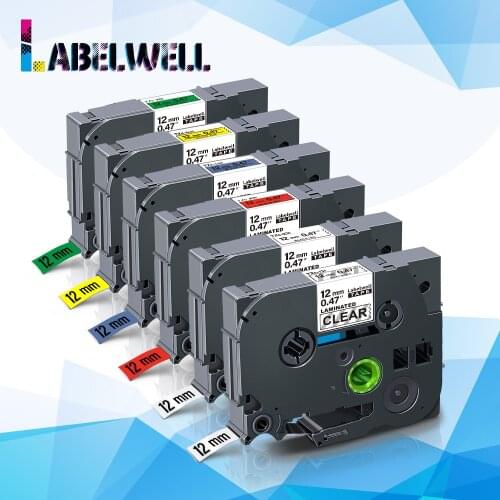 Labelwell 6PK 12mm tze 231 tze231 tze-231 Laminated Ribbons compatible for Brother P touch label maker label tape Tz-231 131 631