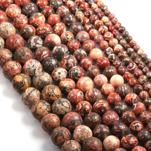 Natural Red Leopard Jaspers Gem stone Round Loose Beads for Jewelry Making DIY Bracelet Accessories 4 6 8 10 12mm