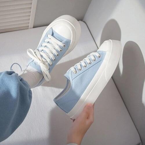 2021New Fashion Womens Blue Low Top Canvas Vulcanized Sneakers Ins Trend Female Casual Tennis Sports Shoes Zapatillas Mujer