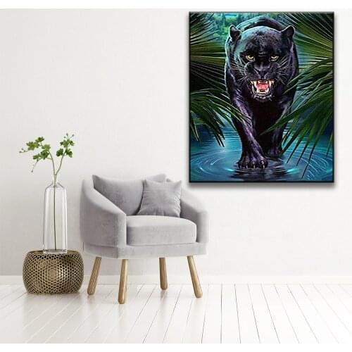 New Arrival Frameless Black Leopard DIY Painting By Numbers Acrylic Oil Painting On Canvas For Home Decor Artwork Art Supplies