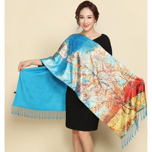 Autumn and winter 52*190cm Fashion Luxury Brand Cheongsam shawl scarves Floral Tassel Viscose Shawl Scarf Lady High Quality Wrap