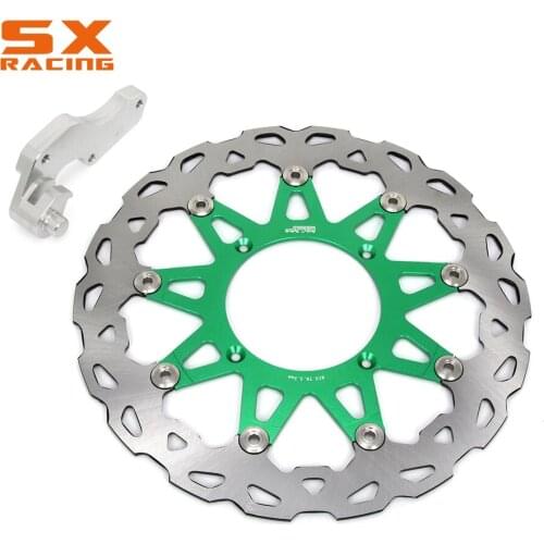 Motorcycle Green Front Floating Brake Disc & Bracket For KAWASAKI KX125 KX250 2006-2008 KX250F KX450F 2006-2015 KLX450R 07-15