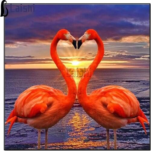 Full Square Round diamond sunset Flamingo For Sale Home Decoration Hobby Handmade DIY Animal Embroidery Cross Stitch Marseille