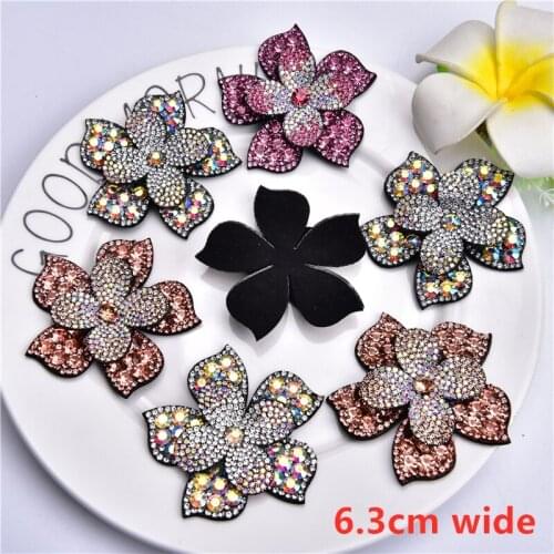 Sew On Crystal Patches Cloth Sticker Fashion Hair Clips Diy Shoes Garment Dress Brooch Elegant Accessories 3D Diamond Flower