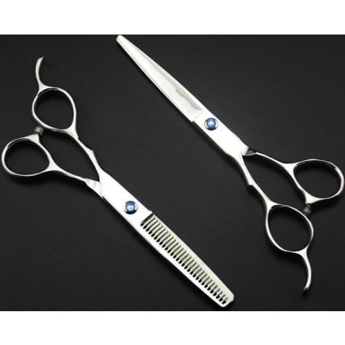 Professional Japan 440c steel 6.0 & 5.5 inch Left hand hair scissors set thinning shears cutting barber hairdressing scissors