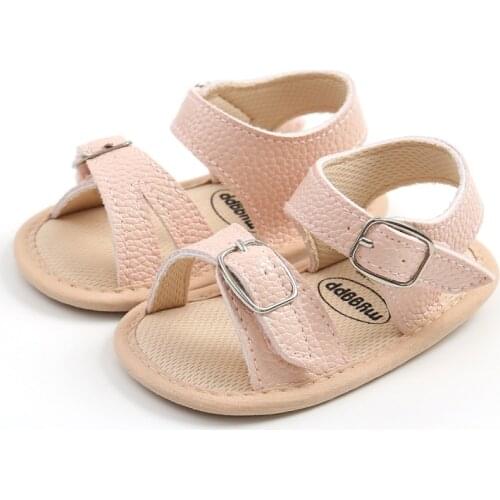 Summer Shoes Baby Boys Girls Fashion Leather Sandals Soft Non-Slip Rubber Sole Summer Flat Walking Breathable Shoes 0-18M