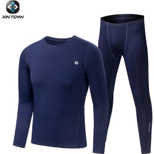 Sports Thermal Underwear Sets Mens Autumn and Winter Fleece Thermo Underwear Ski Running Fitness Riding Quick Dry Long Johns