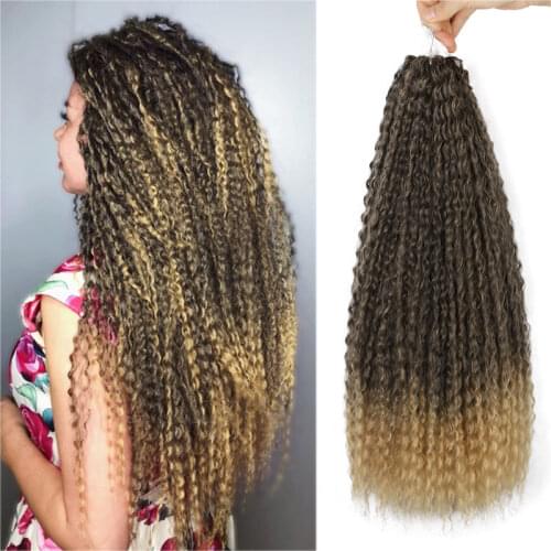 18inch Afro Yaki Kinky Curly Wet Curl Soft Ombre Synthetic Crochet Braiding Hair Extensions Marly Hair for Black Women