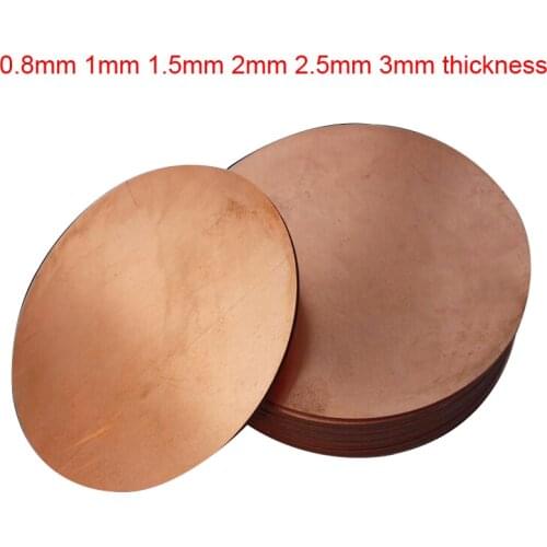 T2 Copper circular plate disc plectane round copper sheet plate solid pure board 0.8mm 1mm 1.5mm 2mm 2.5mm 3mm