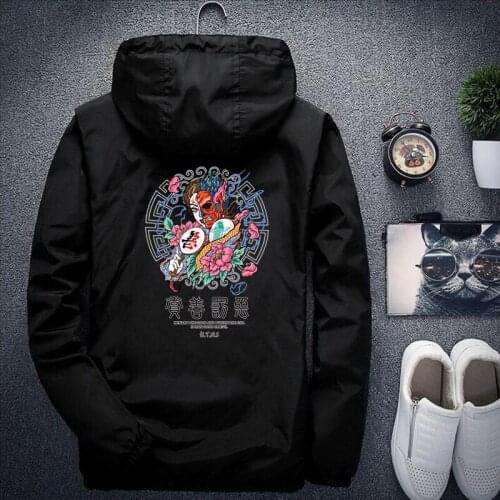 Japan Style Spring Jacket Men Fashion Pattern Print Mens Jackets and Coats Plus Size Windbreaker Jacket Hooded Windrunner 7XL-M