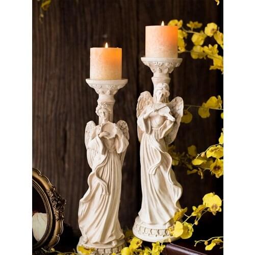 European retro angel candlestick home decoration resin candle holder Living room porch decoration crafts wedding candlestick