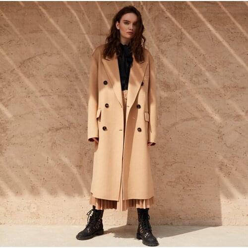 High End Super Fine Cashmere Overcoat Womens Mid Long 2021 New Suit Version 100% Pure Wool