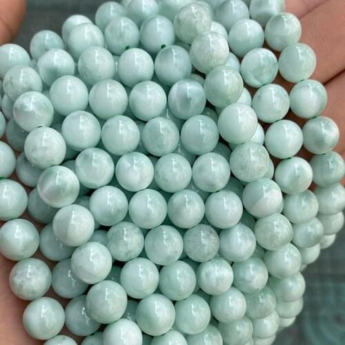 High Quality Genuine Natural Green Angelite Stone Beads Round Loose Green Larimar DIY Jewelry Making 6/8/10/12mm Strand 15