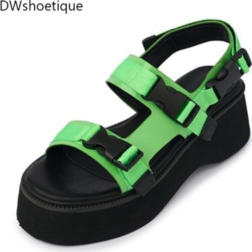 New summer women sandals platform sandals for ladies round toe genuine leather shoes outdoor