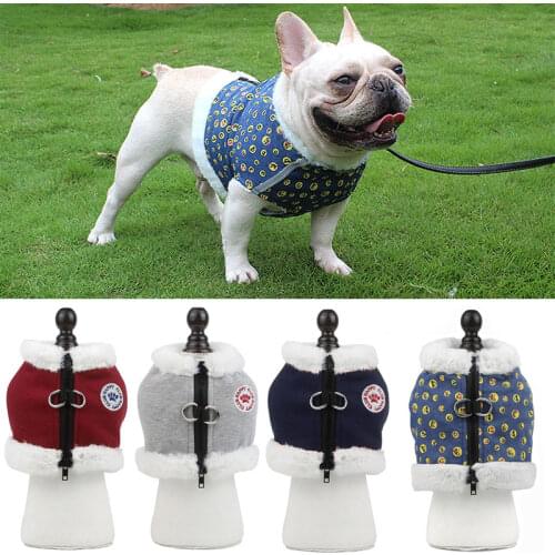 Wool Padded Pet Harness Vest With 1.5M Leash Set For French Bulldog Pug No Pull Winter Warm Cat Clothes Reflective Dog Harnesses