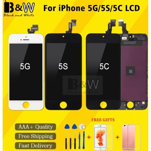 Retail Top Quality AAA For iPhone 5 LCD Display&Touch Screen Digitizer Assembly Replacement with Free Tool and Tempered Glass