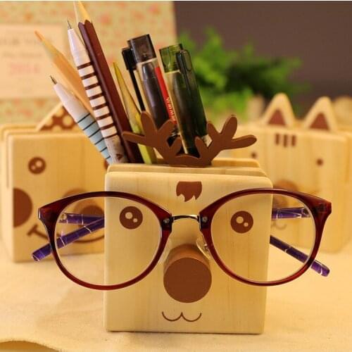 1pcs cartoon animal storage box fashion creative multifunctional wooden pen holder