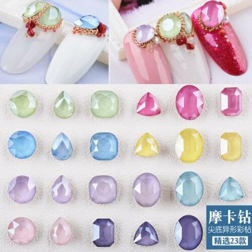 New 10pcs pointed back Creamy fog face nail art crystal top quality mocha nail Drill ornaments Summer series Jelly Rhinestone