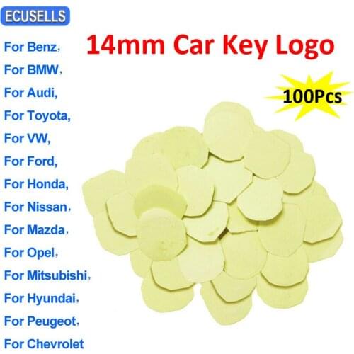 100Pcs/Lot 14mm Car Key Logo Resin Epoxy Crystal Folding Flip Remote Key Logo Sticker for KD / VVDI Remote Car Key